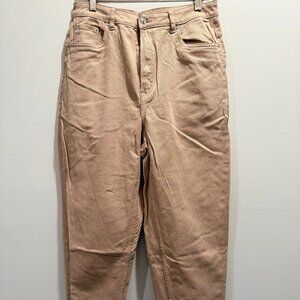 H&M Divided High Waisted Ankle Length Mom Loose Fit Twill Pants in Beige size 10